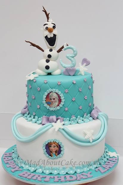 Olaf, Elsa and Anna cake from Frozen by Mad About Cake. Source