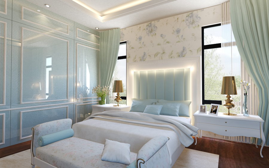 Girl's blue bedroom in Royal II Cheras by MSR Design
