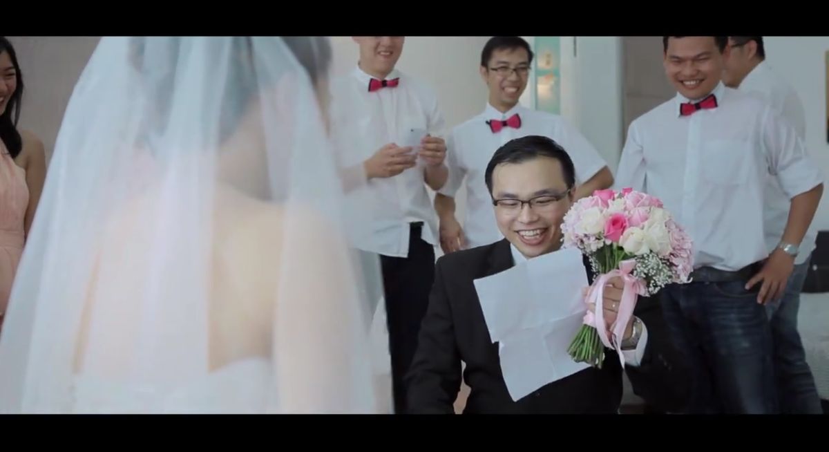 The nervousness, the exhilaration, the joy is all captured in this groom's gatecrashing and vows. Wedding Video by ABC Studio. 