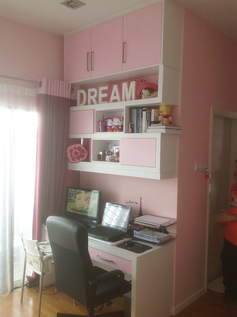 Pink study room by DC Rekabina renovation contractor