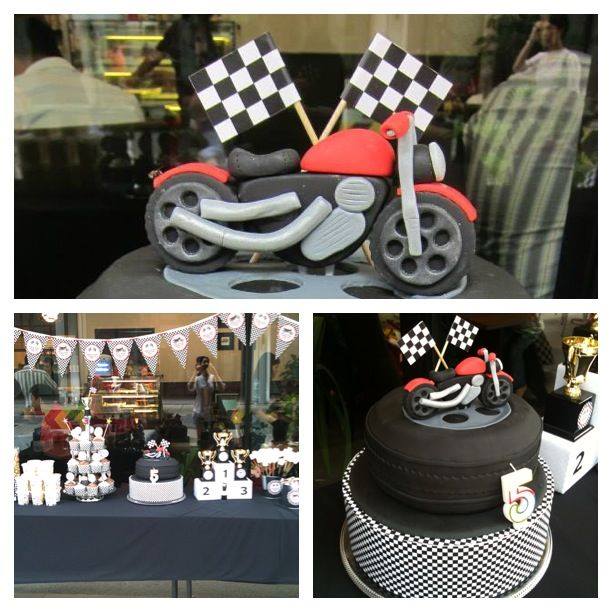 Motorbike theme cake and decoration by Vanilla Pods