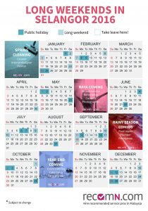 Selangor Public Holidays and Long Weekends 2016