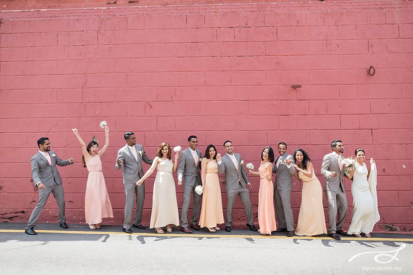 Bridesmaids and groomsmen. Wedding photography by Stories.my