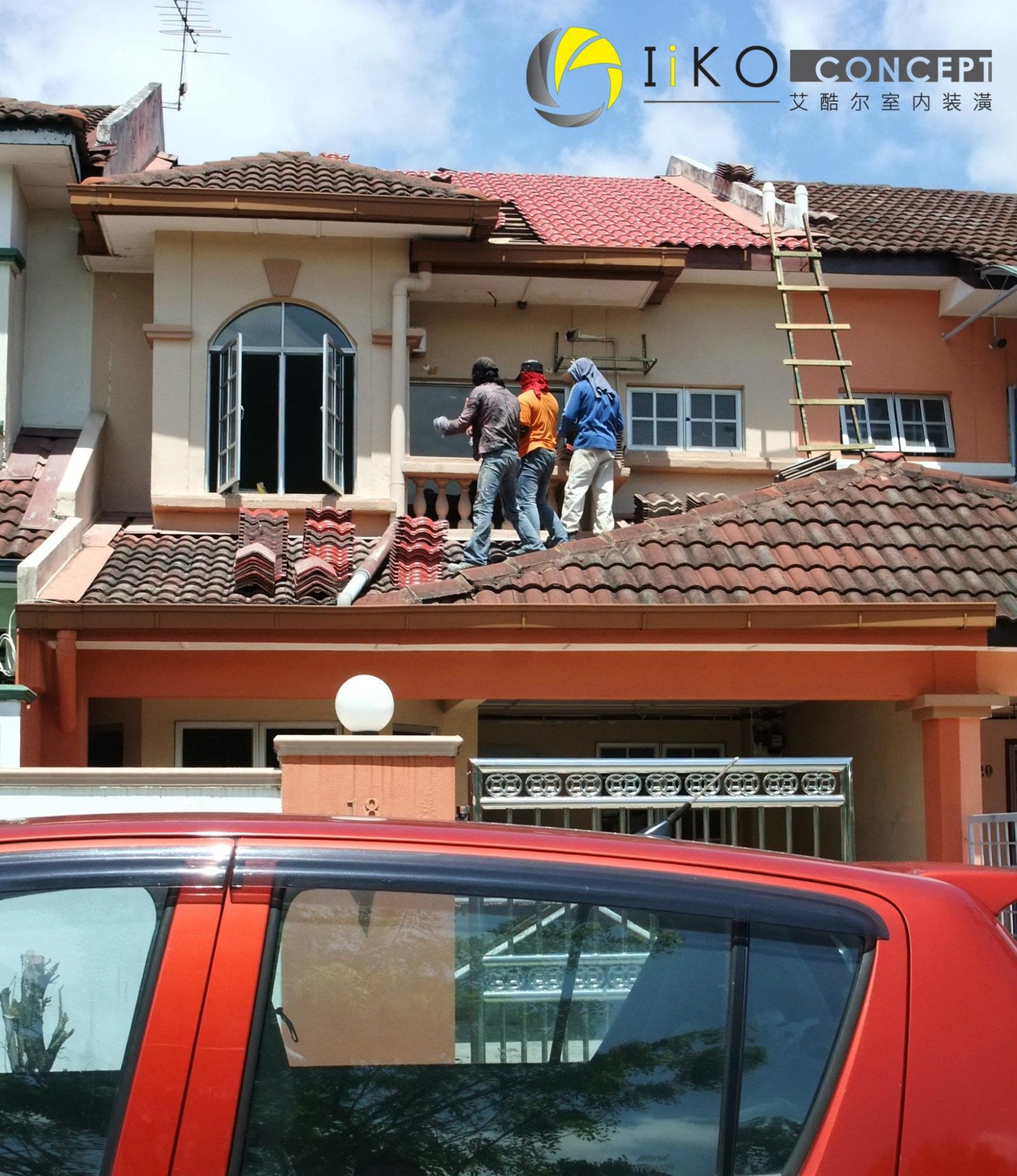 Roofing repairs in progress. Photo by IIKO Concept. Source. 