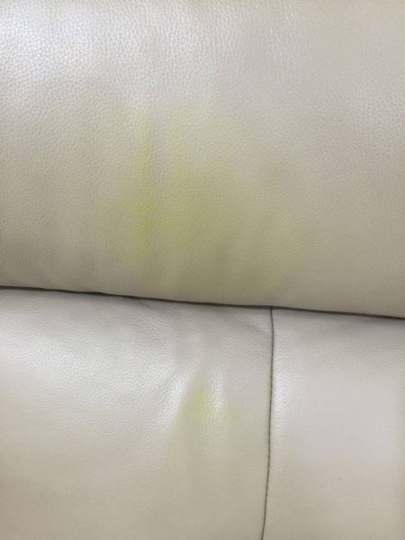 Turmeric stain on leather sofa by Chem-Dry Malaysia Sdn Bhd. Source. 