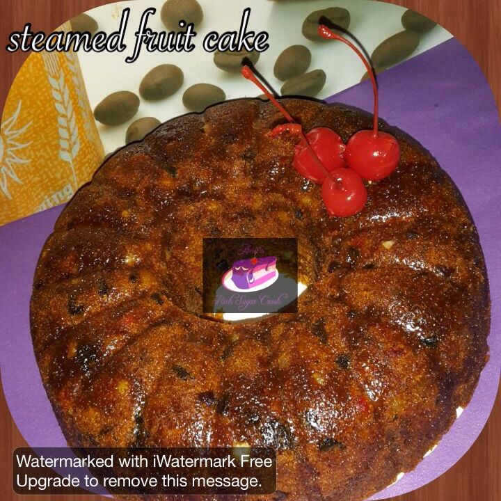 Steamed Fruit Cake by Ann's Rich Sugar Crush. Source. 