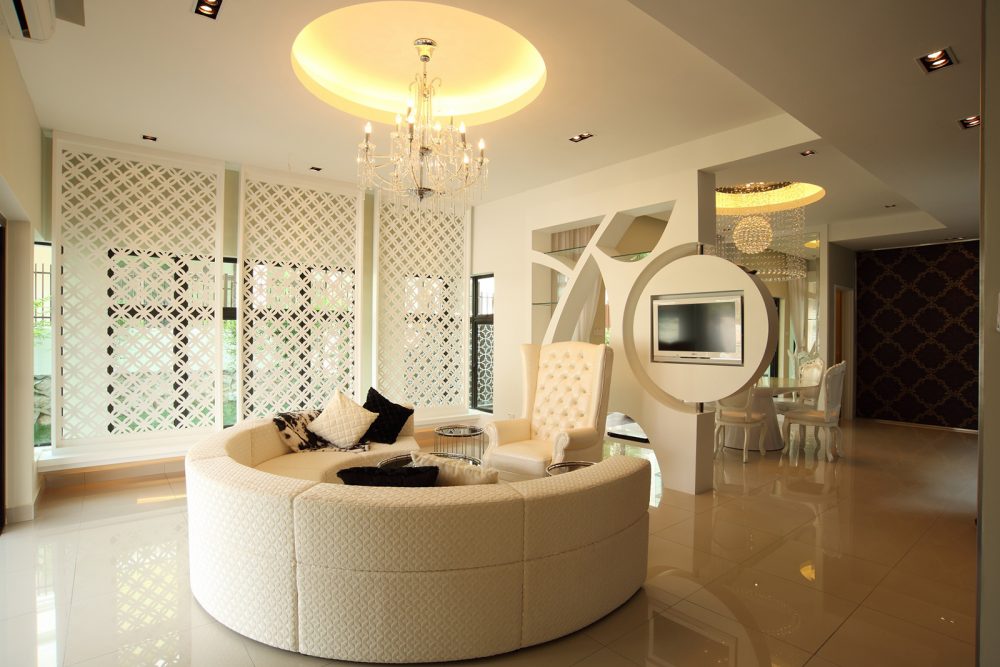 Modern Contemporary living room design for bungalow in Desa Park City. Design by Hatch Design