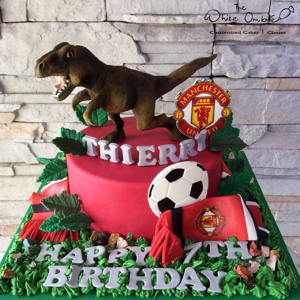 T-Rex Cake for a Manchester United Supporter by The White Ombre - Recommend.sg