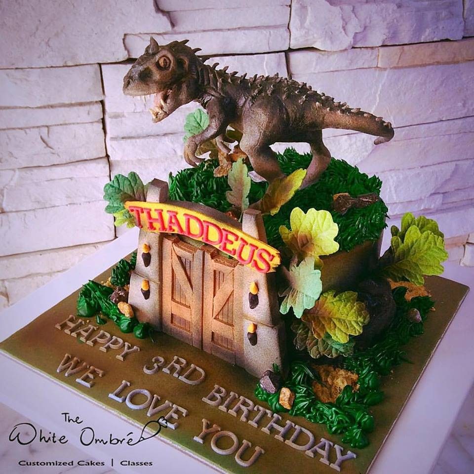 Jurassic World Themed Dinosaur Cake for 3-year old made by The White Ombre - Recommend.sg