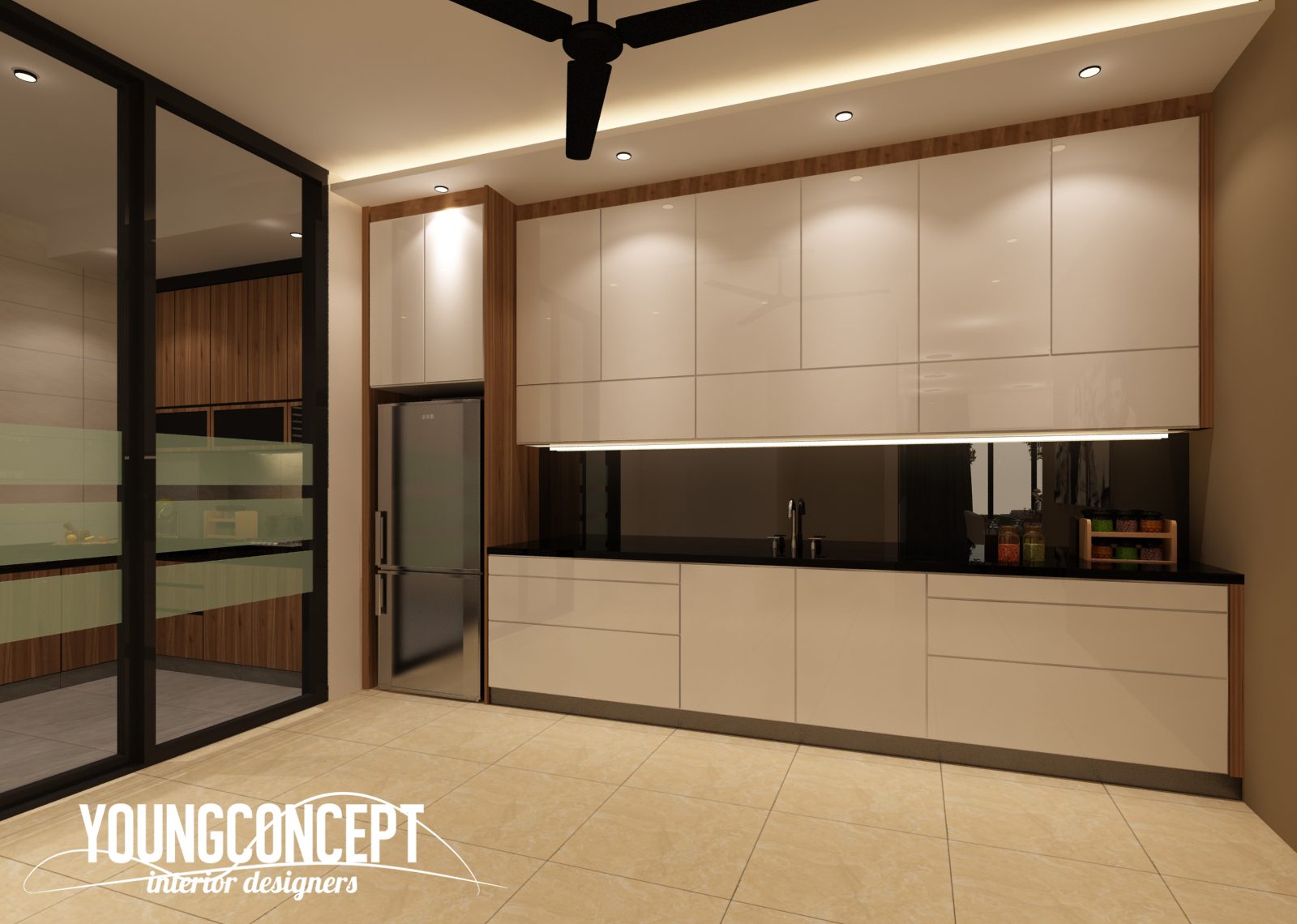 Dry Kitchen design for Semi-Detached House in SD Villa, Shah Alam. Project by: Young Concept Design