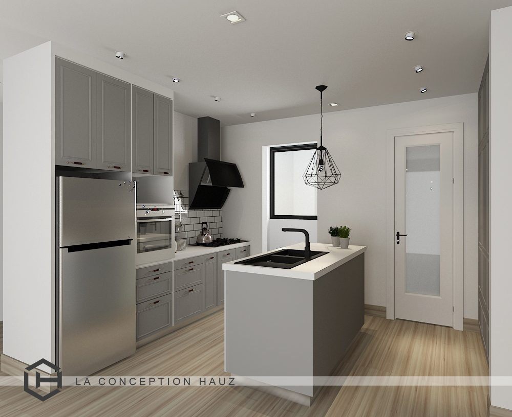 Small Kitchen design for Condominium in Serin Cristal Residence, Cyberjaya. Project by: La Conception Hauz