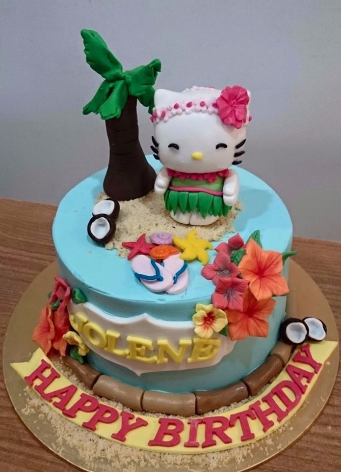 So you want a Hello Kitty cake for a beach themed birthday party? No problem! . Made by: My Fat Lady Cakes and Bakes. Source