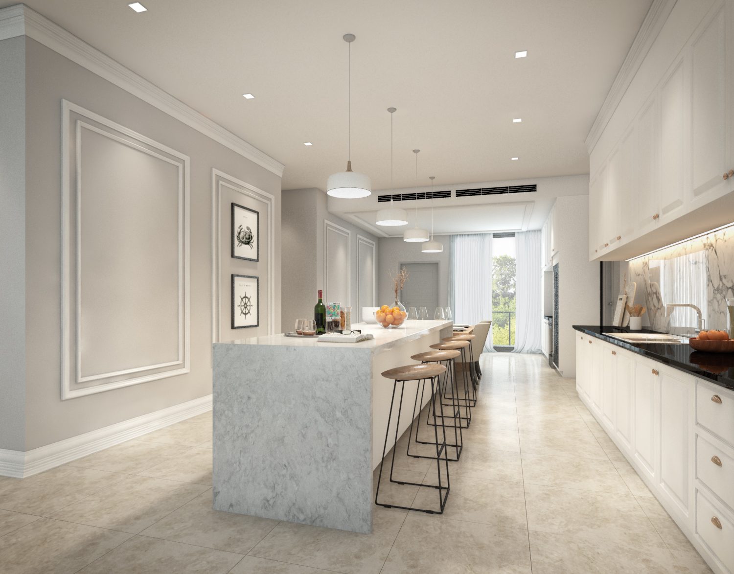 Island kitchen design for Condominium in Mont Kiara. Project by: Hatch Design 
