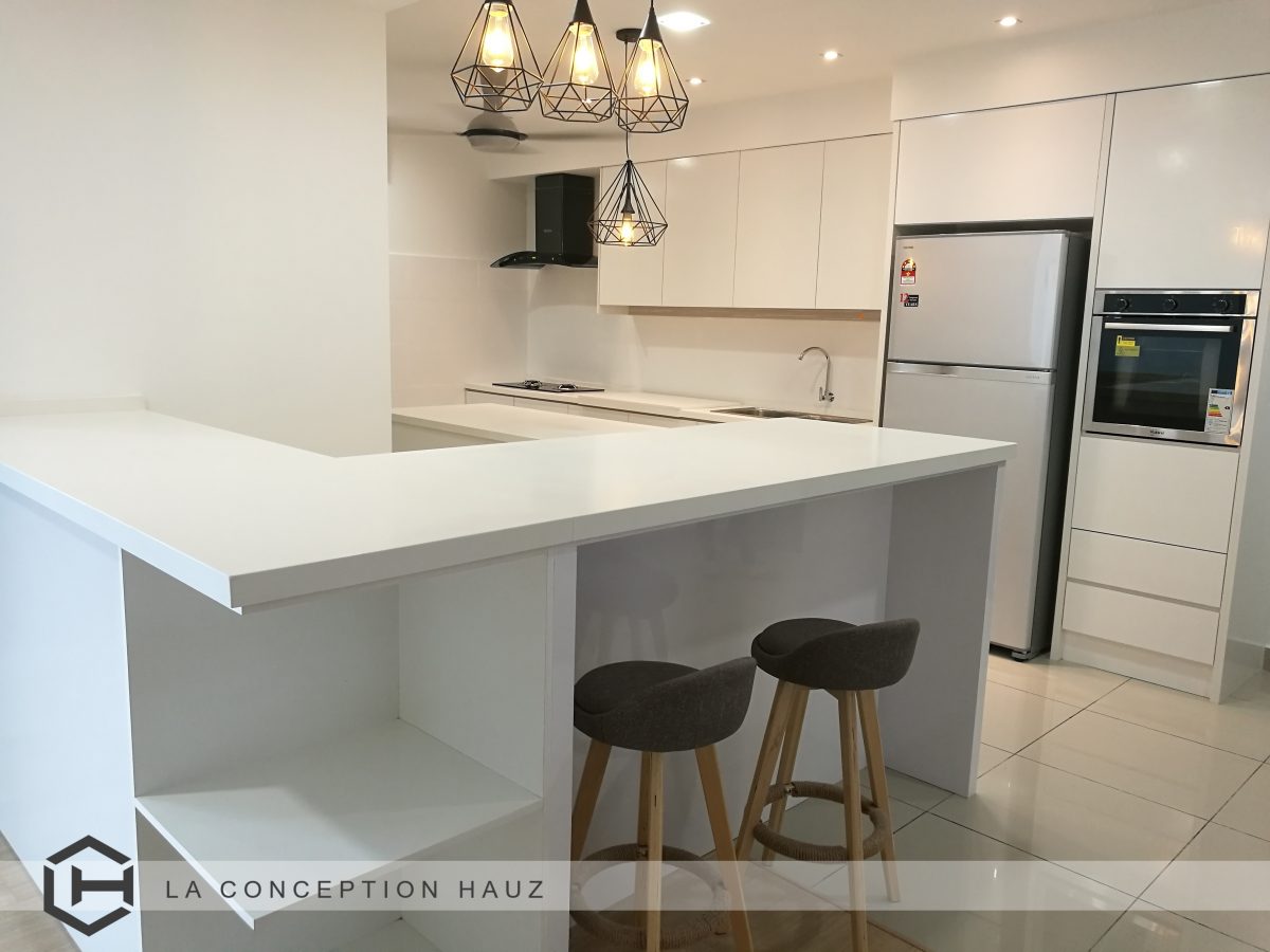 Small kitchen designs for condominium in USJ 1, Subang Jaya. Project by: La Conception Hauz