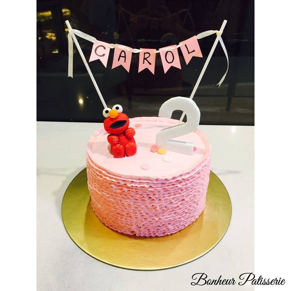 Pink ruffled elmo cake by Bonheur Pattiserie - Recommend.sg