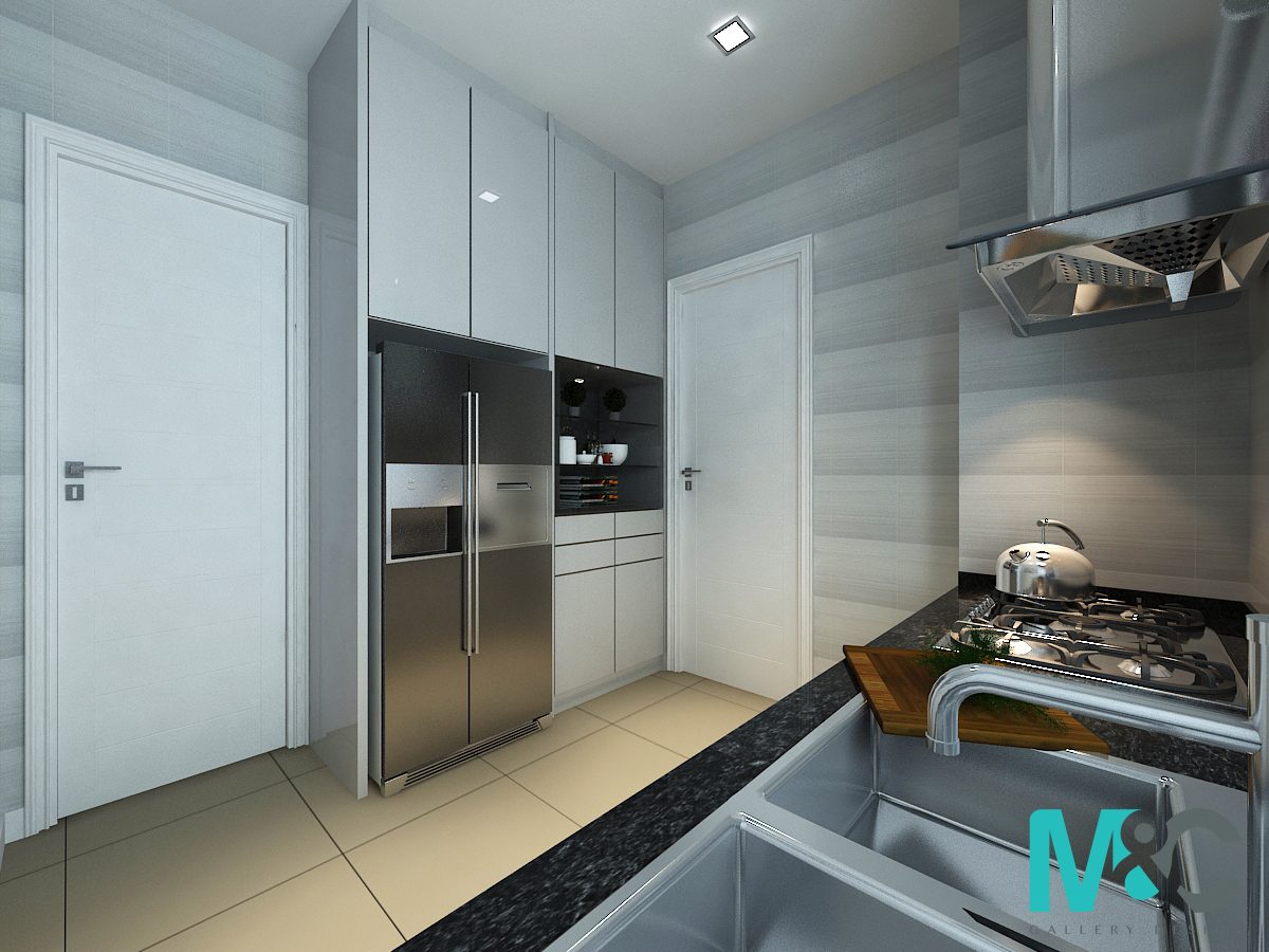 Small kitchen design for Condominium in Concerto, Mont Kiara. Project by: M&C Concept Design