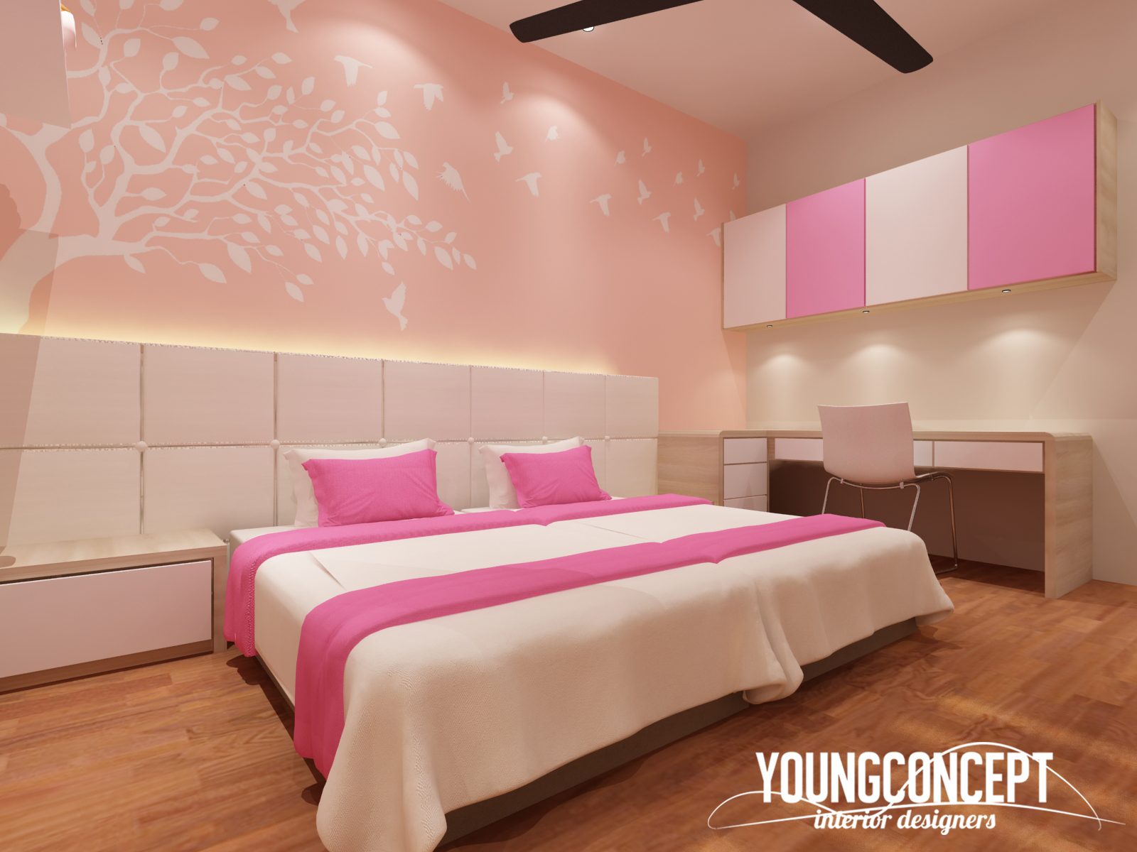 Marshmallow colour pallette Scandinavian bedroom in Shah Alam